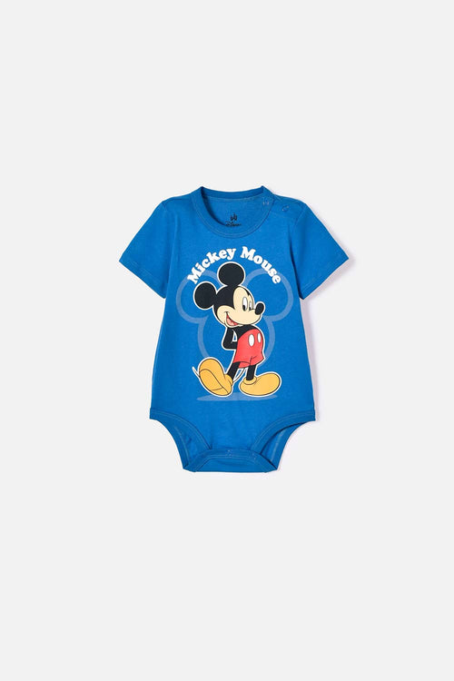 MICKEY MOUSE SHORT SLEEVE BLUE BODYSUIT FOR BABY BOY