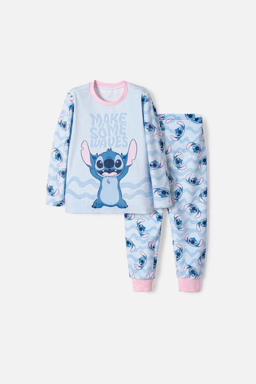 GIRL'S MULTICOLOR STITCH LONG PAJAMA SET SIZES 2T TO 5T