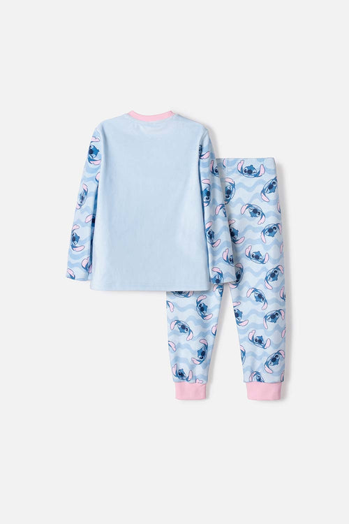 GIRL'S MULTICOLOR STITCH LONG PAJAMA SET SIZES 2T TO 5T