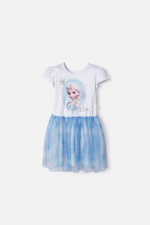 FROZEN DRESS WITH WHITE TULLE FOR GIRLS 2T TO 6T