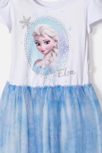 VESTIDO DE FROZEN CON TULL BLANCO PARA NIÑA 2T A 6T