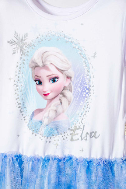 VESTIDO DE FROZEN CON TULL BLANCO PARA NIÑA 2T A 6T