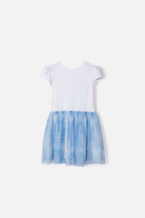 FROZEN DRESS WITH WHITE TULLE FOR GIRLS 2T TO 6T