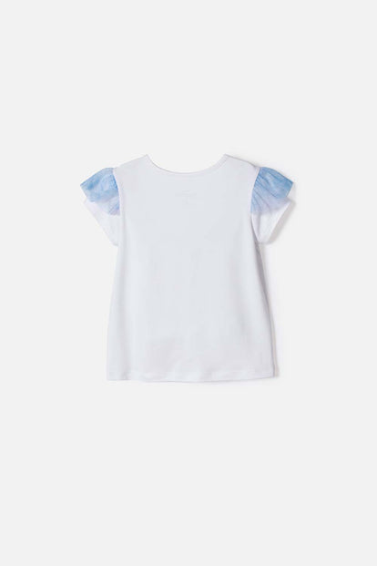 CAMISETA DE FROZEN MANGA CORTA BLANCO PARA NIÑA 2T A 6T