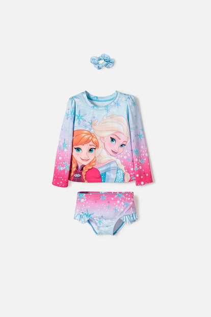 CONJUNTO DE BAÑO DE FROZEN MANGA LARGA MULTICOLOR PARA NIÑA 2T A 6T