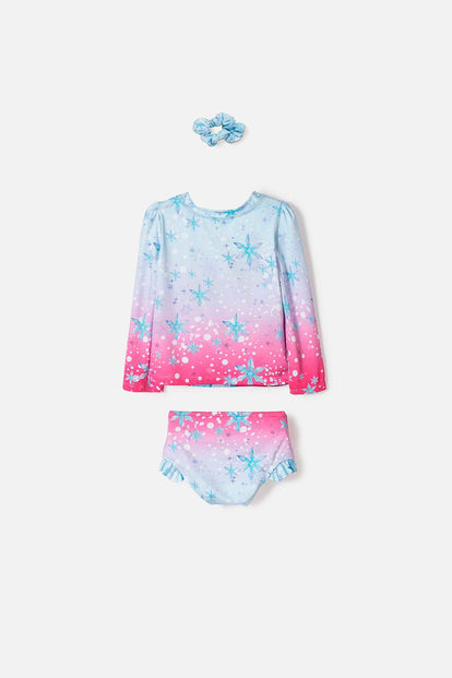 CONJUNTO DE BAÑO DE FROZEN MANGA LARGA MULTICOLOR PARA NIÑA 2T A 6T