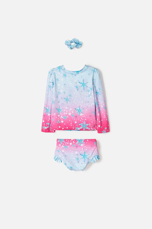 FROZEN MULTICOLOR LONG SLEEVE BATHING SUIT FOR GIRLS 2T TO 6T