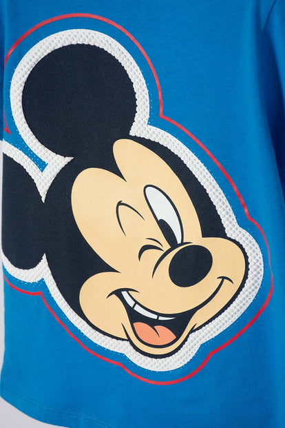 CAMISETA DE MICKEY MOUSE MANGA CORTA AZUL PARA NIÑO 2T A 6T