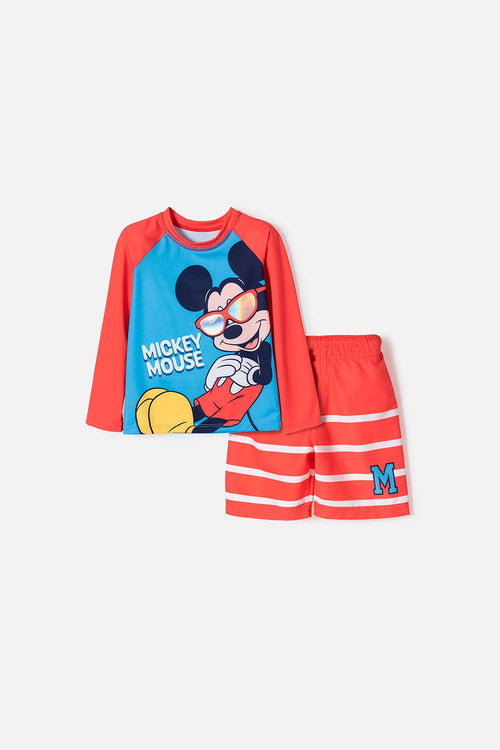 MICKEY MOUSE LONG-SLEEVED MULTICOLOR SWIM SET FOR BOYS 2T TO 6T