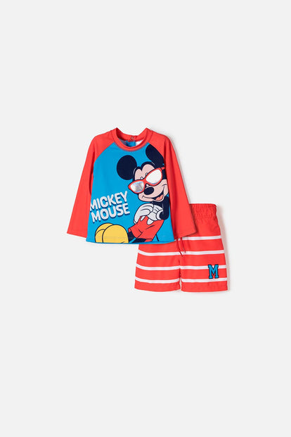 CONJUNTO DE BAÑO DE MICKEY MULTICOLOR PARA BEBÉ NIÑO