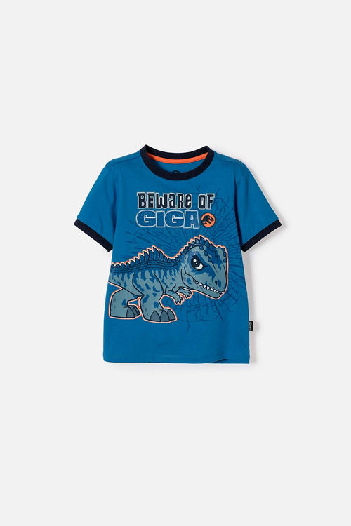 JURASSIC WORLD SHORT SLEEVE BLUE T-SHIRT FOR BOYS 2T TO 6T