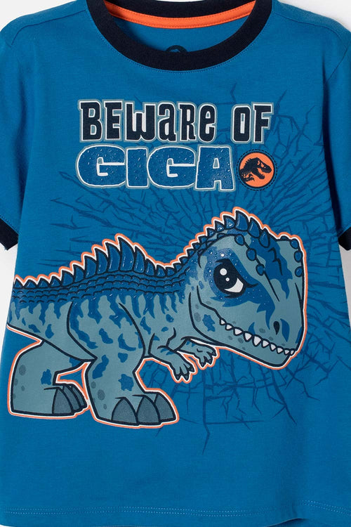 JURASSIC WORLD SHORT SLEEVE BLUE T-SHIRT FOR BOYS 2T TO 6T
