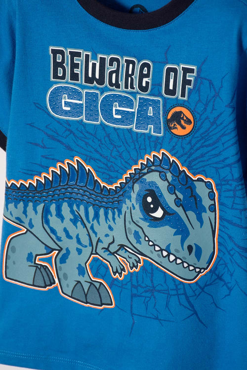 JURASSIC WORLD SHORT SLEEVE BLUE T-SHIRT FOR BOYS 2T TO 6T