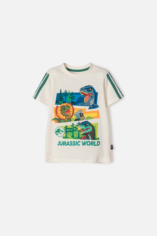 JURASSIC WORLD SHORT SLEEVE IVORY T-SHIRT FOR BOYS 2T TO 6T