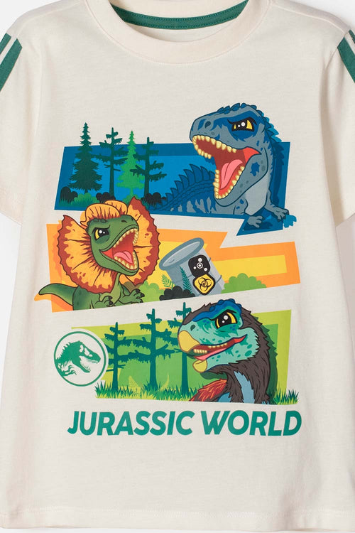 JURASSIC WORLD SHORT SLEEVE IVORY T-SHIRT FOR BOYS 2T TO 6T