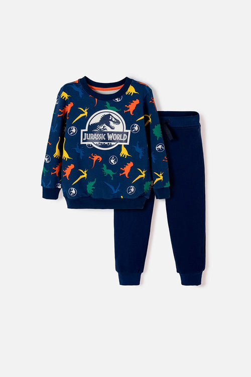 JURASSIC WORLD BLUE LONG PANTS SET FOR BOYS 2T TO 6T