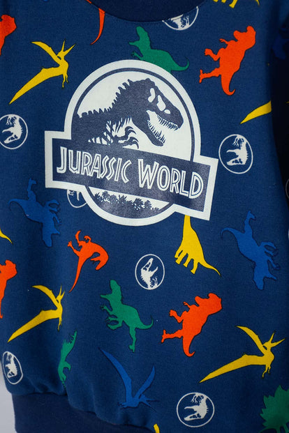 CONJUNTO DE JURASSIC WORLD PANTALÓN LARGO AZUL PARA NIÑO 2T A 6T