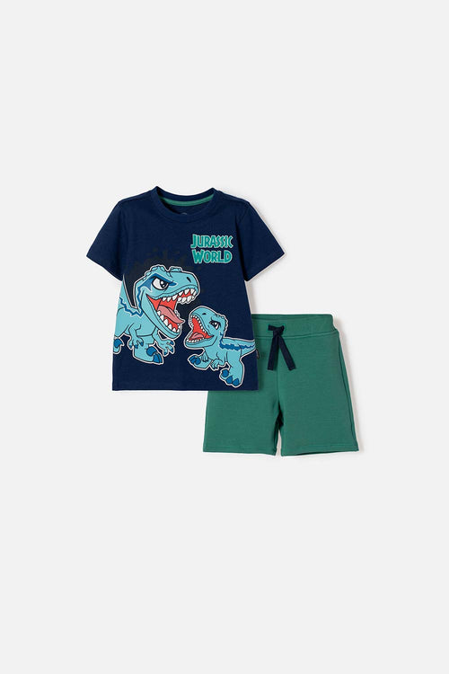 JURASSIC WORLD MULTICOLOR SHORTS SET FOR BOYS 2T TO 6T