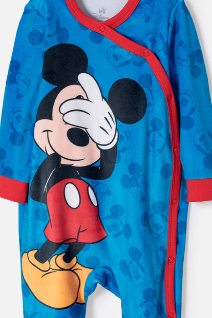 PIJAMA MICKEY MOUSE MAMELUCO AZUL PARA BEBÉ NIÑO