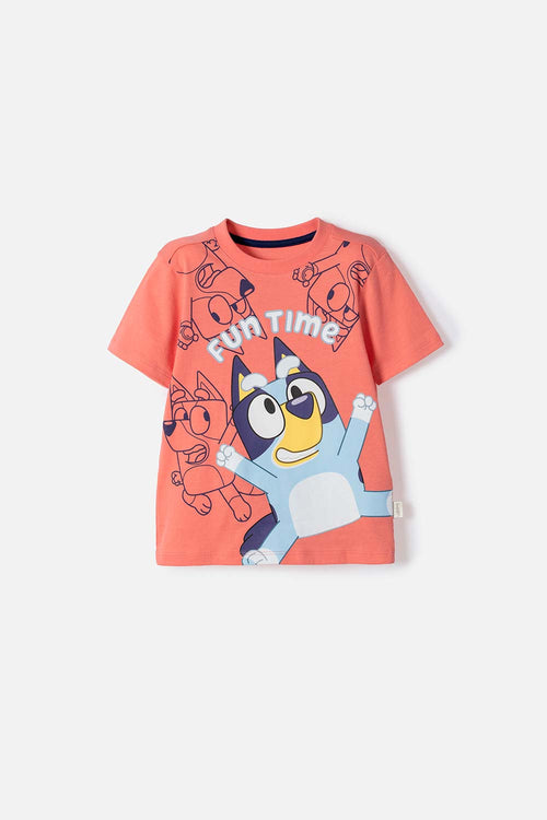 BLUEY SHORT SLEEVE SALMON T-SHIRT FOR BOYS 2T TO 6T