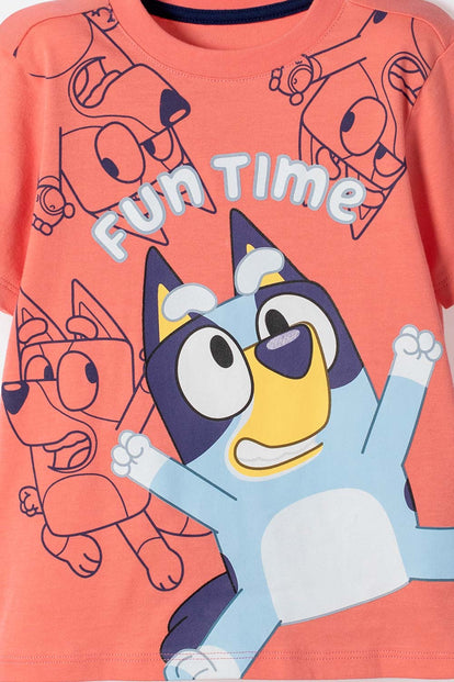 CAMISETA DE BLUEY MANGA CORTA SALMON PARA NIÑO 2T A 6T