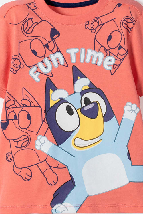 BLUEY SHORT SLEEVE SALMON T-SHIRT FOR BOYS 2T TO 6T