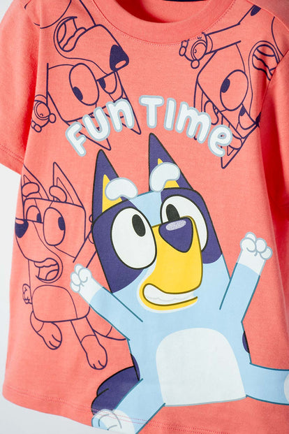 CAMISETA DE BLUEY MANGA CORTA SALMON PARA NIÑO 2T A 6T