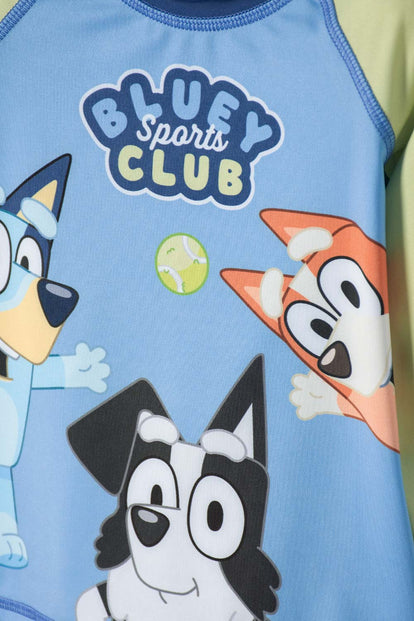 CONJUNTO DE BAÑO DE BLUEY AZUL MANGA LARGA PARA NIÑO 2T A 6T