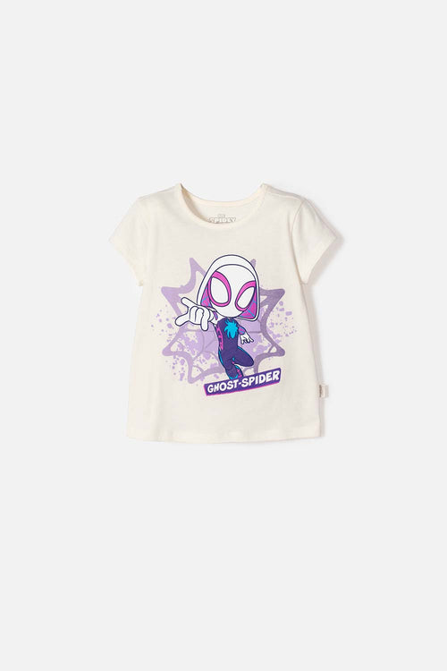 SPIDEY SHORT SLEEVE T-SHIRT IVORY FOR GIRLS 2T TO 6T