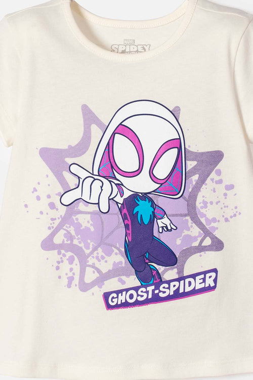 SPIDEY SHORT SLEEVE T-SHIRT IVORY FOR GIRLS 2T TO 6T