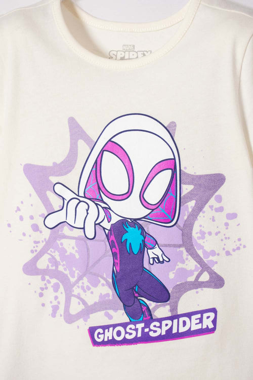 SPIDEY SHORT SLEEVE T-SHIRT IVORY FOR GIRLS 2T TO 6T