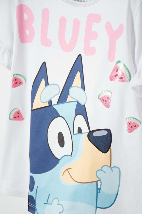BLUEY SHORT SLEEVE WHITE T-SHIRT FOR GIRLS SIZE 2T TO 6T