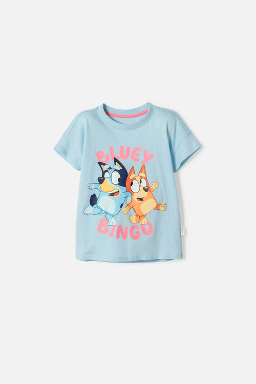 BLUEY SHORT SLEEVE BLUE T-SHIRT FOR GIRLS 2T TO 6T