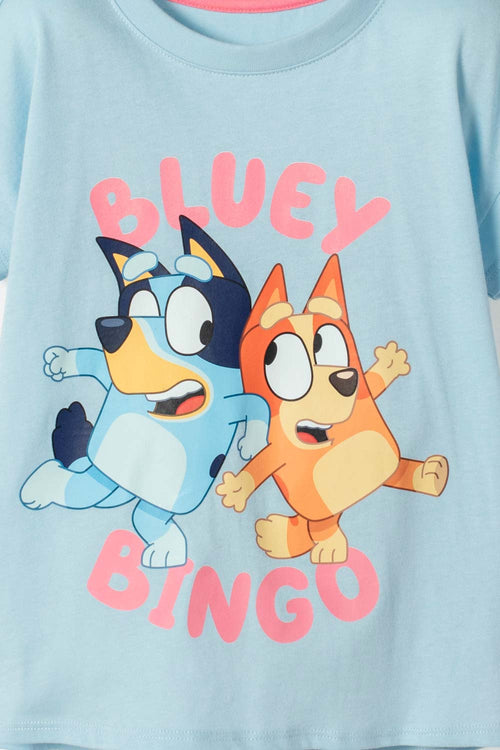 BLUEY SHORT SLEEVE BLUE T-SHIRT FOR GIRLS 2T TO 6T