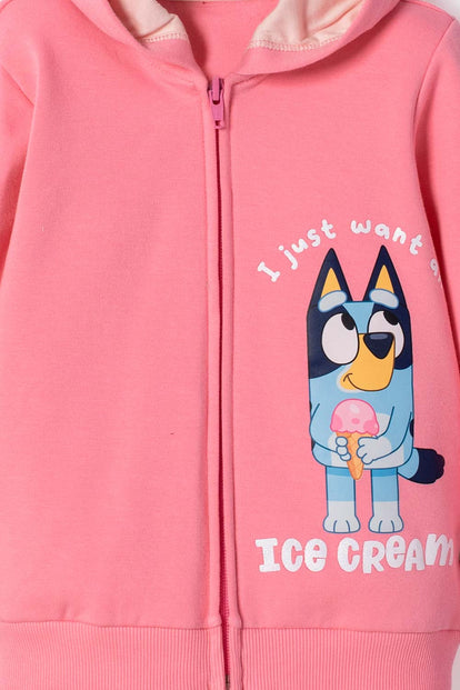 BUZO DE BLUEY ROSADO DE DISEÑO ABIERTO PARA NIÑA 2T A 6T