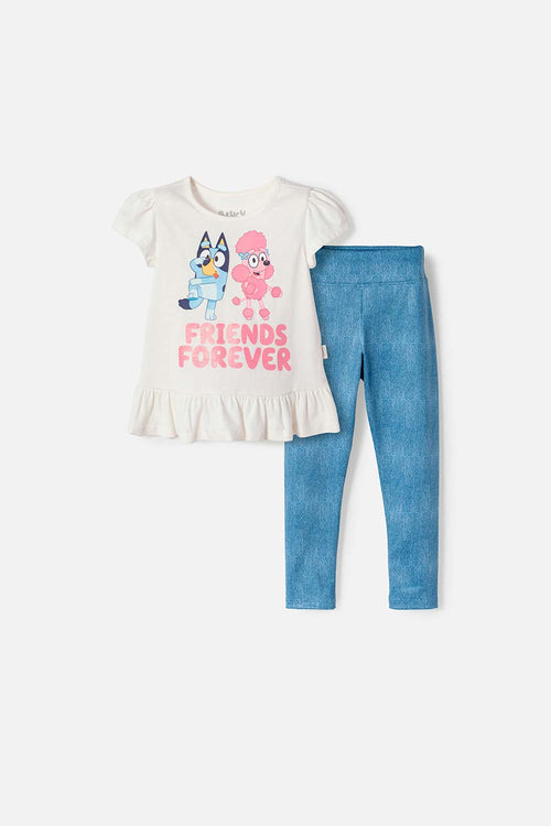 BLUEY MULTICOLOR LONG PANT SET FOR GIRLS 2T TO 6T
