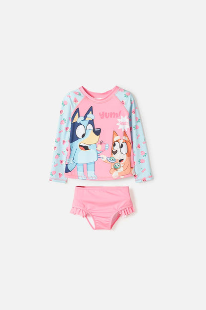 CONJUNTO DE BAÑO DE BLUEY MANGA LARGA MULTICOLOR PARA NIÑA 2T A 6T