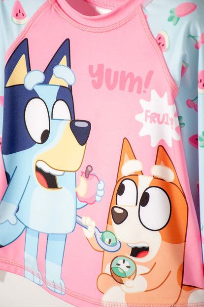 CONJUNTO DE BAÑO DE BLUEY MANGA LARGA MULTICOLOR PARA NIÑA 2T A 6T