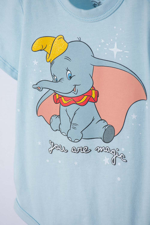 DUMBO SHORT SLEEVE BLUE BODYSUIT FOR BABY GIRL