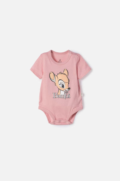 BODY DE BAMBI MANGA CORTA ROSADO PARA BEBÉ NIÑA