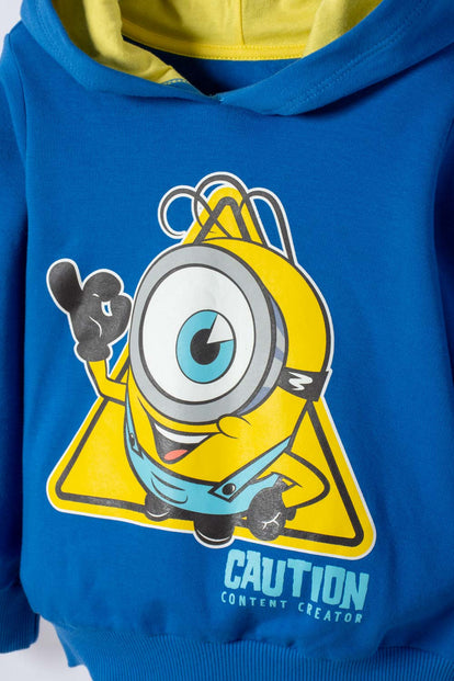 BUZO DE MINIONS CON CAPUCHA AZUL PARA NIÑO 2T A 6T