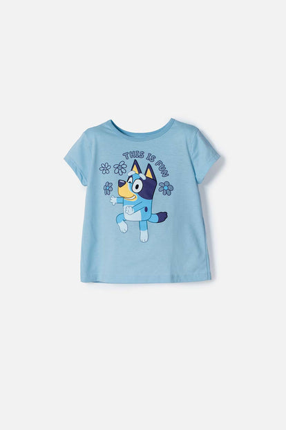 CAMISETA DE BLUEY MANGA CORTA AZUL PARA NIÑA 2T A 6T