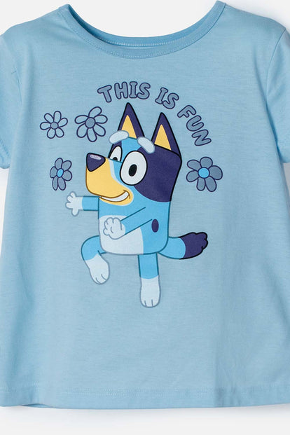 CAMISETA DE BLUEY MANGA CORTA AZUL PARA NIÑA 2T A 6T