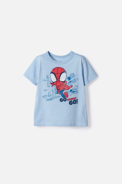 CAMISETAS DE SPIDEY MANGA CORTA AZUL PARA NIÑO 2T A 6T