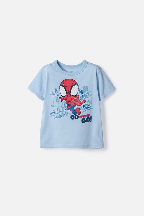 CAMISETAS DE SPIDEY MANGA CORTA AZUL PARA NIÑO 2T A 6T