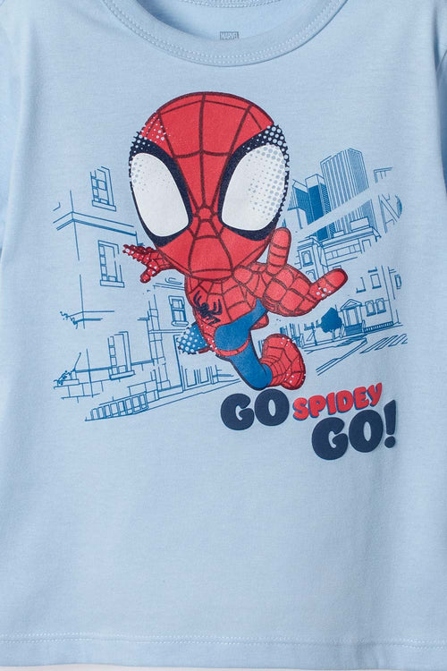 CAMISETAS DE SPIDEY MANGA CORTA AZUL PARA NIÑO 2T A 6T
