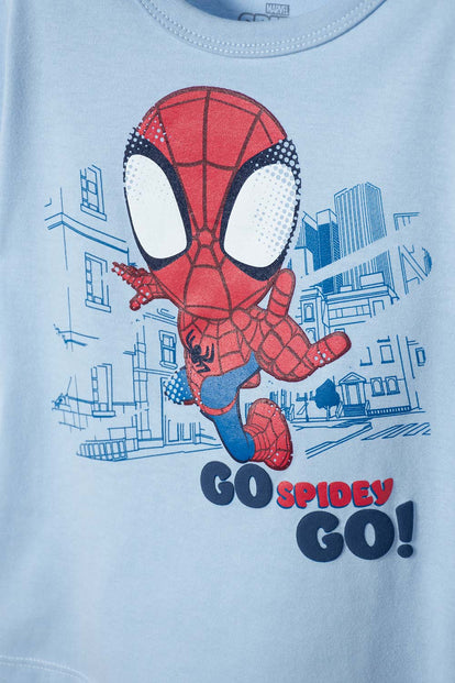 CAMISETAS DE SPIDEY MANGA CORTA AZUL PARA NIÑO 2T A 6T