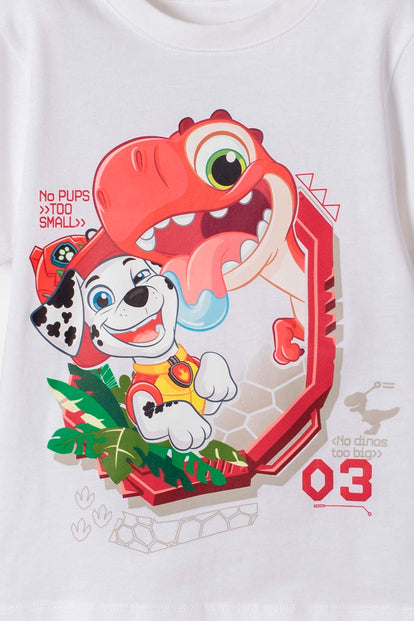 CAMISETA DE PAW PATROL MANGA CORTA BLANCO PARA NIÑO 2T A 6T