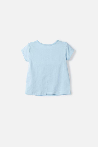CAMISETAS DE STITCH Y CAPYBARA MANGA CORTA AZUL PARA NIÑA 2T A 6T