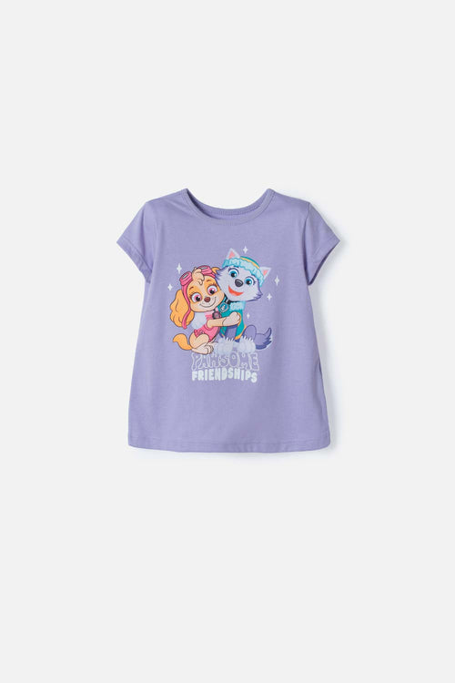 CAMISETAS DE PAW PATROL MANGA CORTA LILA PARA NIÑA 2T A 6T